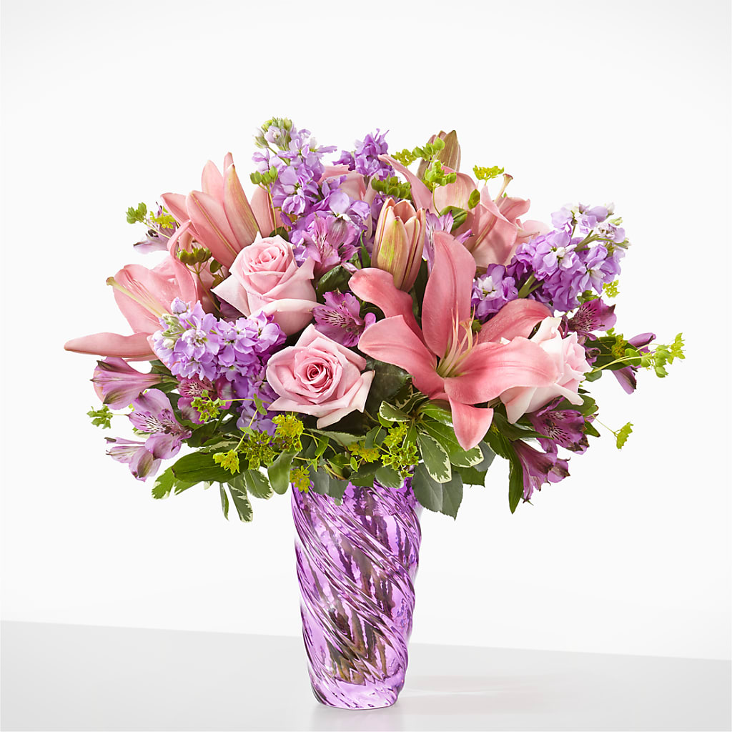 Precious Petals Bouquet with Luxe Swirl Vase –  Moda Flowers, Guaynabo PR